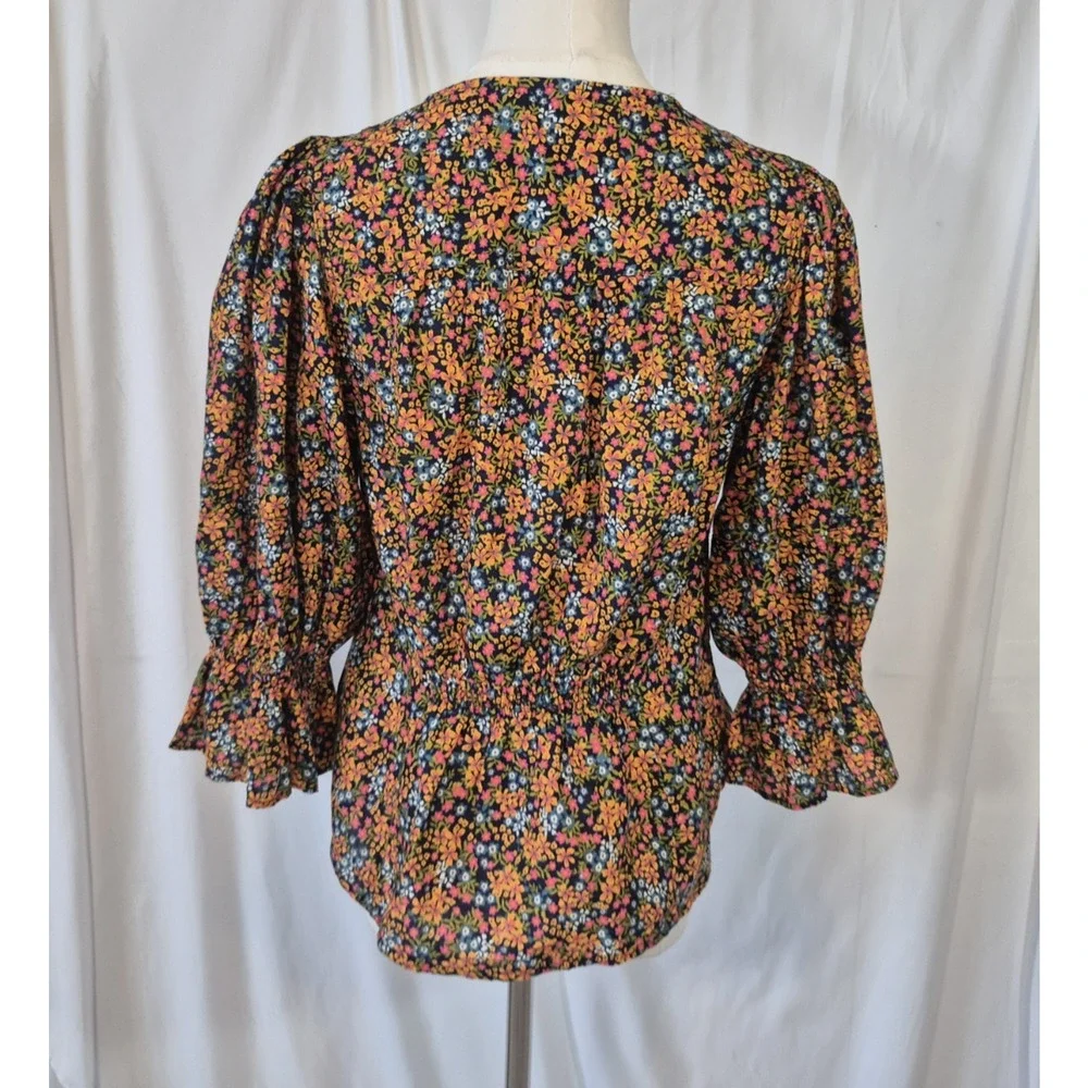 Free People I Found You Floral Orange Cotton Printed Top Small New